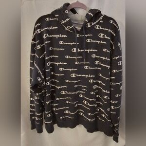 Champion Men's Black Logo-Print Hoodie